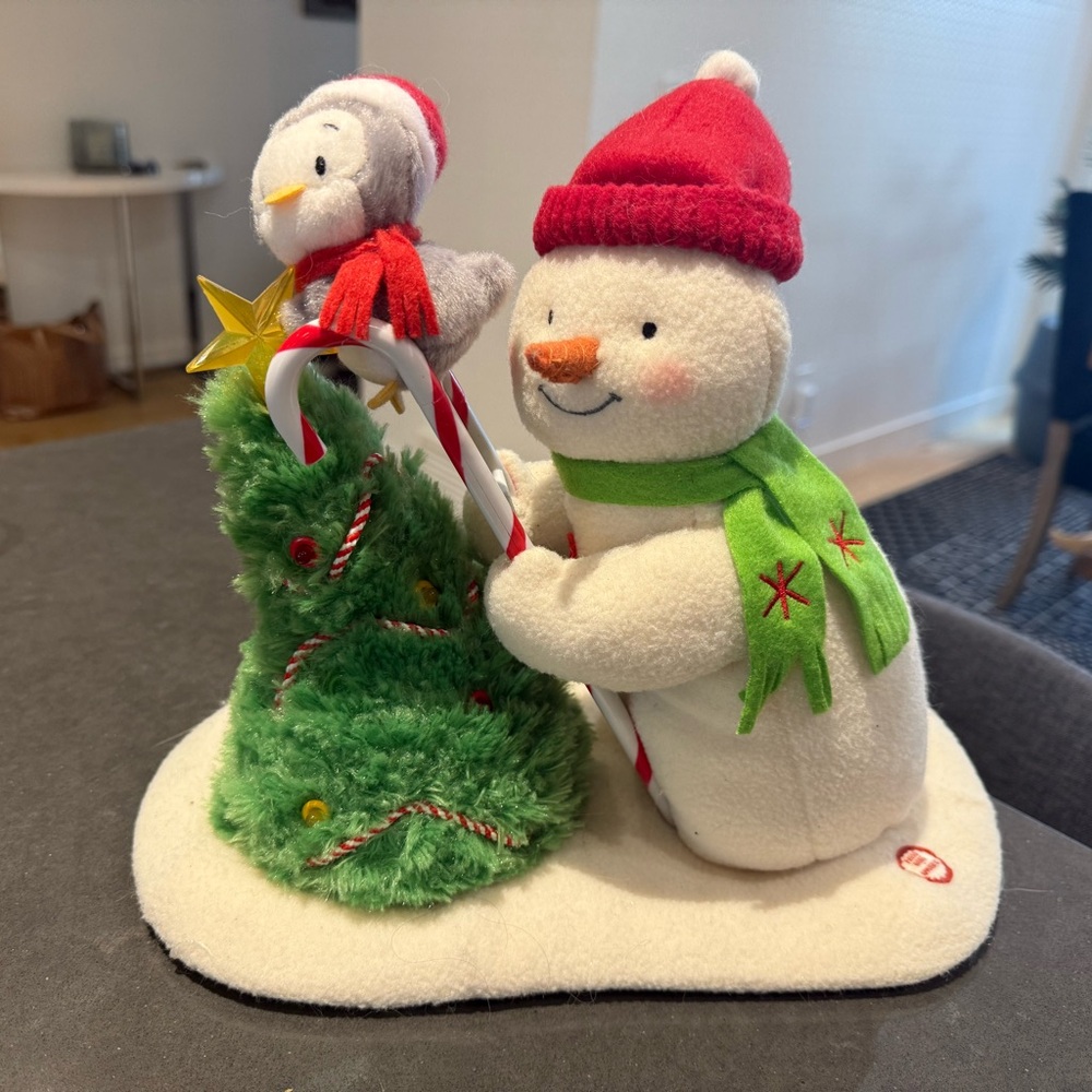 Hallmark Jingle pals - Festive Snowman with Green Tree and Red Accents